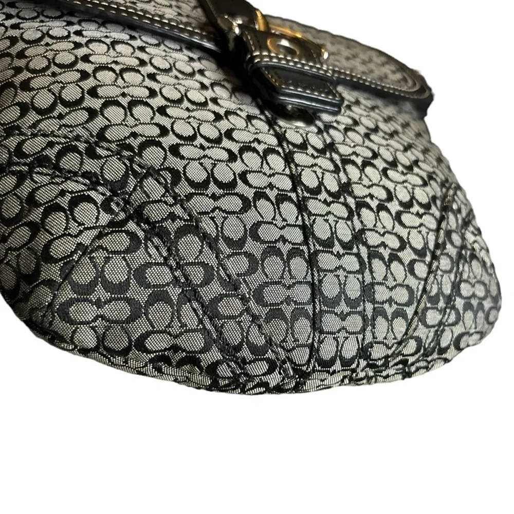 Coach Monogrammed Logo Buckle Small Crossbody Black/White/Silver Hardware